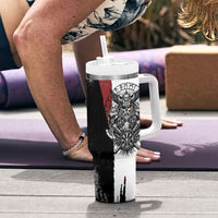 Viking Berserker Bear Valknut Vegvisir Tumbler With Handle Nordic Runic Warrior Engraving Style