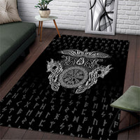 Viking Vegvisir Serpent Rune Cross Area Rug Nordic Knotwork Runic Engraving Style