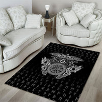 Viking Vegvisir Serpent Rune Cross Area Rug Nordic Knotwork Runic Engraving Style