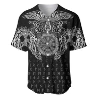 Viking Vegvisir Serpent Rune Cross Baseball Jersey Nordic Knotwork Runic Engraving Style