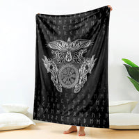 Viking Vegvisir Serpent Rune Cross Blanket Nordic Knotwork Runic Engraving Style