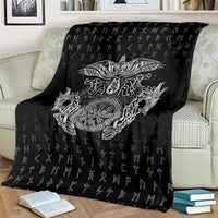 Viking Vegvisir Serpent Rune Cross Blanket Nordic Knotwork Runic Engraving Style