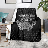 Viking Vegvisir Serpent Rune Cross Blanket Nordic Knotwork Runic Engraving Style