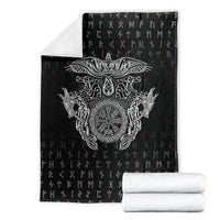 Viking Vegvisir Serpent Rune Cross Blanket Nordic Knotwork Runic Engraving Style