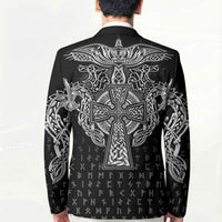 Viking Vegvisir Serpent Rune Cross Blazer Nordic Knotwork Runic Engraving Style