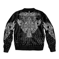 Viking Vegvisir Serpent Rune Cross Bomber Jacket Nordic Knotwork Runic Engraving Style