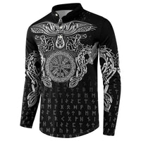 Viking Vegvisir Serpent Rune Cross Button Sweatshirt Nordic Knotwork Runic Engraving Style