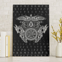 Viking Vegvisir Serpent Rune Cross Canvas Wall Art Nordic Knotwork Runic Engraving Style