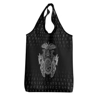Viking Vegvisir Serpent Rune Cross Grocery Bag Nordic Knotwork Runic Engraving Style