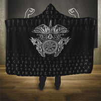 Viking Vegvisir Serpent Rune Cross Hooded Blanket Nordic Knotwork Runic Engraving Style