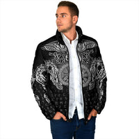 Viking Vegvisir Serpent Rune Cross Padded Jacket Nordic Knotwork Runic Engraving Style