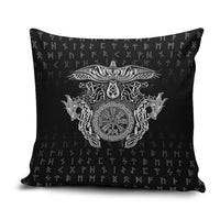 Viking Vegvisir Serpent Rune Cross Pillow Cover Nordic Knotwork Runic Engraving Style