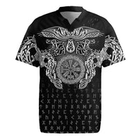 Viking Vegvisir Serpent Rune Cross Rugby Jersey Nordic Knotwork Runic Engraving Style