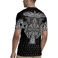 Viking Vegvisir Serpent Rune Cross Rugby Jersey Nordic Knotwork Runic Engraving Style
