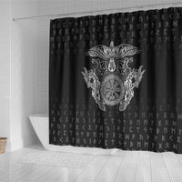 Viking Vegvisir Serpent Rune Cross Shower Curtain Nordic Knotwork Runic Engraving Style