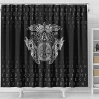 Viking Vegvisir Serpent Rune Cross Shower Curtain Nordic Knotwork Runic Engraving Style