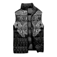 Viking Vegvisir Serpent Rune Cross Sleeveless Puffer Jacket Nordic Knotwork Runic Engraving Style