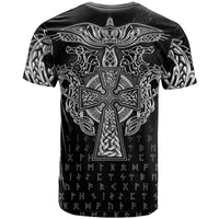 Viking Vegvisir Serpent Rune Cross T Shirt Nordic Knotwork Runic Engraving Style