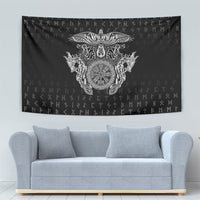Viking Vegvisir Serpent Rune Cross Tapestry Nordic Knotwork Runic Engraving Style