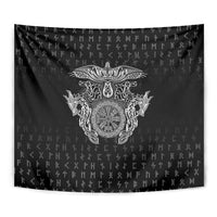 Viking Vegvisir Serpent Rune Cross Tapestry Nordic Knotwork Runic Engraving Style