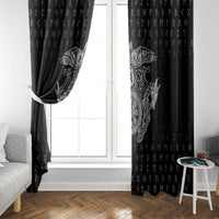 Viking Vegvisir Serpent Rune Cross Window Curtain Nordic Knotwork Runic Engraving Style
