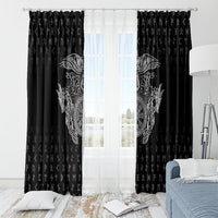 Viking Vegvisir Serpent Rune Cross Window Curtain Nordic Knotwork Runic Engraving Style