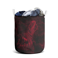 Viking Dragon Longship Helm of Awe Laundry Basket Nordic Mythology Tribal Engraving Style