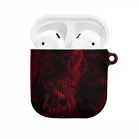 Viking Dragon Longship Helm of Awe AirPods Case Nordic Mythology Tribal Engraving Style