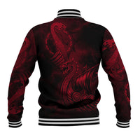 Viking Dragon Longship Helm of Awe Baseball Jacket Nordic Mythology Tribal Engraving Style