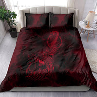 Viking Dragon Longship Helm of Awe Bedding Set Nordic Mythology Tribal Engraving Style