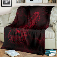 Viking Dragon Longship Helm of Awe Blanket Nordic Mythology Tribal Engraving Style