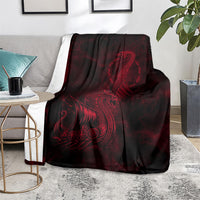Viking Dragon Longship Helm of Awe Blanket Nordic Mythology Tribal Engraving Style