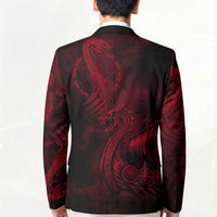 Viking Dragon Longship Helm of Awe Blazer Nordic Mythology Tribal Engraving Style