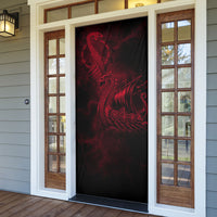 Viking Dragon Longship Helm of Awe Door Cover Nordic Mythology Tribal Engraving Style