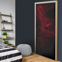 Viking Dragon Longship Helm of Awe Door Cover Nordic Mythology Tribal Engraving Style