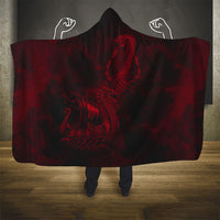 Viking Dragon Longship Helm of Awe Hooded Blanket Nordic Mythology Tribal Engraving Style