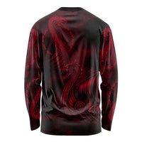 Viking Dragon Longship Helm of Awe Long Sleeve Shirt Nordic Mythology Tribal Engraving Style