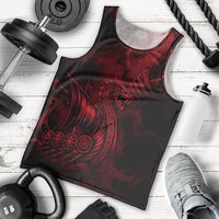 Viking Dragon Longship Helm of Awe Men Tank Top Nordic Mythology Tribal Engraving Style
