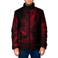 Viking Dragon Longship Helm of Awe Padded Jacket Nordic Mythology Tribal Engraving Style