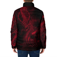 Viking Dragon Longship Helm of Awe Padded Jacket Nordic Mythology Tribal Engraving Style