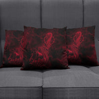 Viking Dragon Longship Helm of Awe Pillow Cover Nordic Mythology Tribal Engraving Style