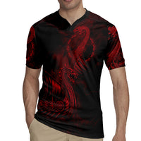 Viking Dragon Longship Helm of Awe Rugby Jersey Nordic Mythology Tribal Engraving Style