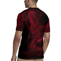 Viking Dragon Longship Helm of Awe Rugby Jersey Nordic Mythology Tribal Engraving Style