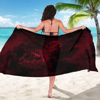 Viking Dragon Longship Helm of Awe Sarong Nordic Mythology Tribal Engraving Style