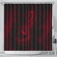 Viking Dragon Longship Helm of Awe Shower Curtain Nordic Mythology Tribal Engraving Style