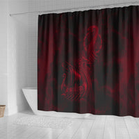 Viking Dragon Longship Helm of Awe Shower Curtain Nordic Mythology Tribal Engraving Style