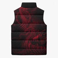 Viking Dragon Longship Helm of Awe Sleeveless Puffer Jacket Nordic Mythology Tribal Engraving Style