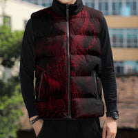 Viking Dragon Longship Helm of Awe Sleeveless Puffer Jacket Nordic Mythology Tribal Engraving Style