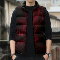 Viking Dragon Longship Helm of Awe Sleeveless Puffer Jacket Nordic Mythology Tribal Engraving Style