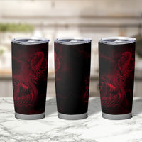 Viking Dragon Longship Helm of Awe Tumbler Cup Nordic Mythology Tribal Engraving Style